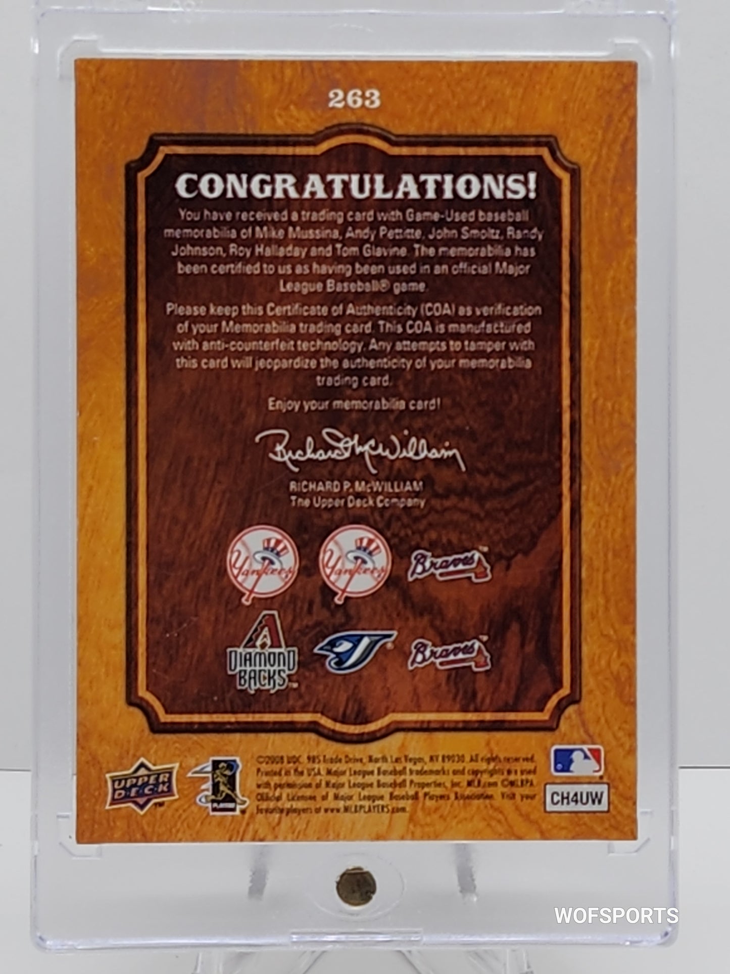 2008 Upper Deck Ballpark Memorabilia Randy Johnson / Roy Halladay / Tom Glavine #263