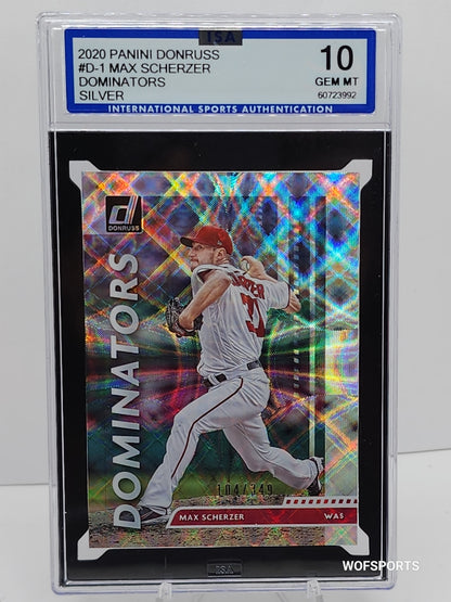 2020 Panini Donruss 104/349 Max Scherzer Dominators SILVER #D-1 Washington ISA 10 GEM Mint