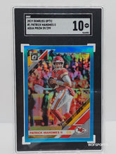 Load image into Gallery viewer, 2019 Panini Donruss Optic Aqua Prizm 59/299 Patrick Mahomes II #1 Chiefs SGC GEM MINT 10
