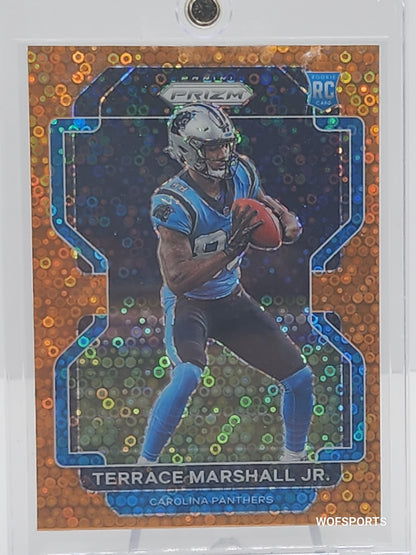 2021 Panini Prizm Terrace Marshall Jr Orange Disco SP Rookie Card Panthers #348