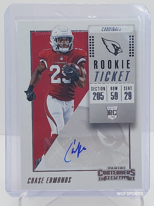 2018 Panini Contenders Rookie Ticket Auto Chase Edmonds #180 Arizona Cardinals