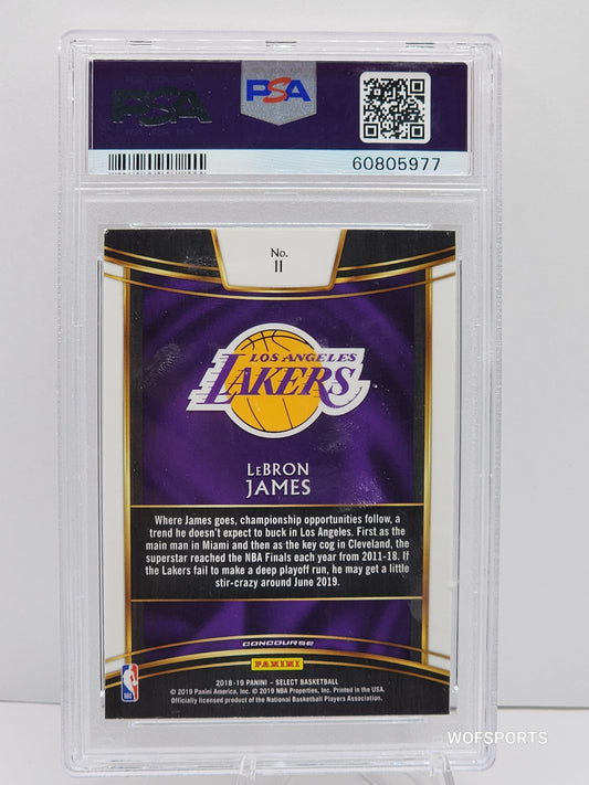 2018 Panini Select Silver LeBron James #11 LA Lakers PSA 9 Mint