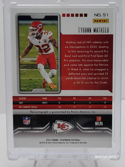 2021 Panini Playbook #51 Tyrann Mathieu Auto 10/49 Kansas City Chiefs