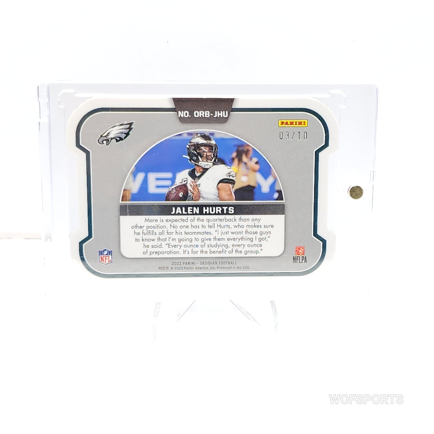 2022 Obsidian #ORB_JHU Jalen Hurts ORBITAL DIE CUT 03/10 Eagles