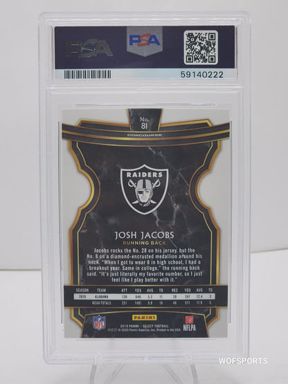 2019 Panini Select #81 Josh Jacobs Raiders RC Rookie PSA 10 GEM MINT