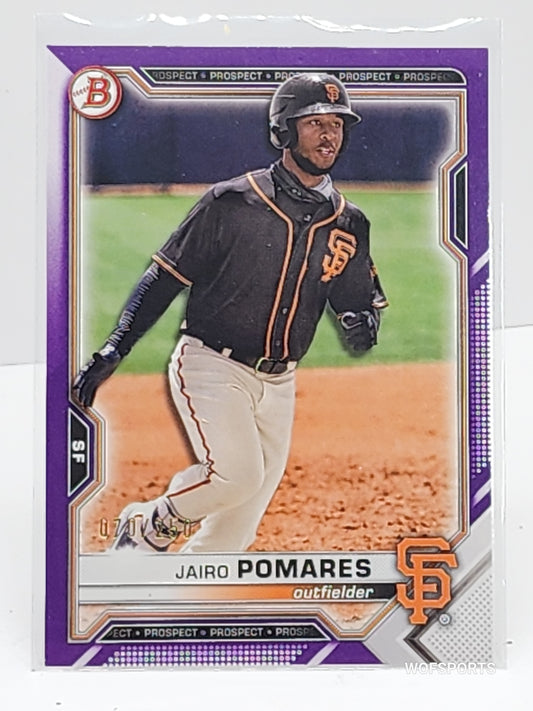 2021 Bowman Draft Purple /250 Jairo Pomares #BD-45 San Francisco Giants