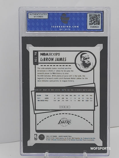 2021 Panini Hoops LeBron James #136 LA Lakers ISA 9 Mint