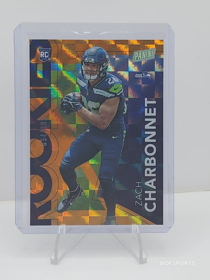 2023 Panini National Convention Orange Rookie Zach Charbonnet RC #RC13 94/199 Seattle Seahawks