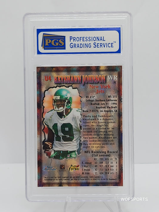 1997 Topps Chrome Underclassmen Refractor Keyshawn Johnson #U4 New York Jets PGS 9 Mint