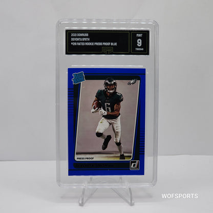 2021 Donruss Press Proof Blue Devonta Smith #261 Philadelphia Eagles RC GMA 9 Mint