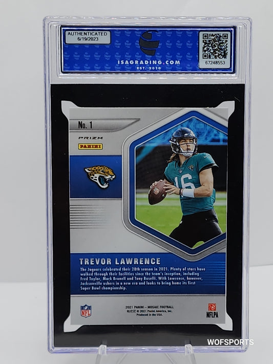 2021 Panini Mosaic Blue Chip Silver Trevor Lawrence Rookie #1 Jacksonville Jaguars RC ISA 9 Mint