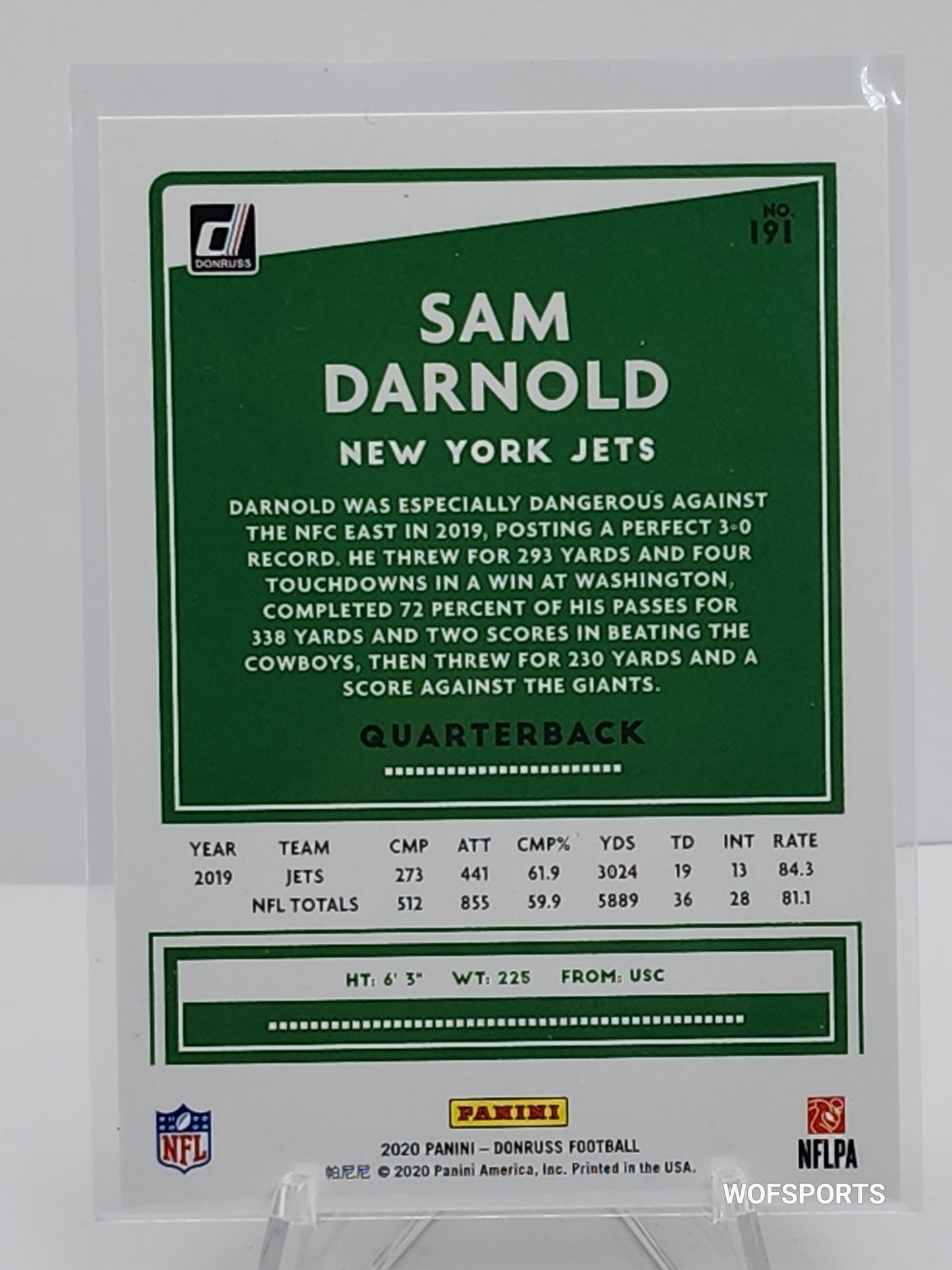 2022 Panini Donruss Press Proof Silver 96/100 Sam Darnold #191 New York Jets