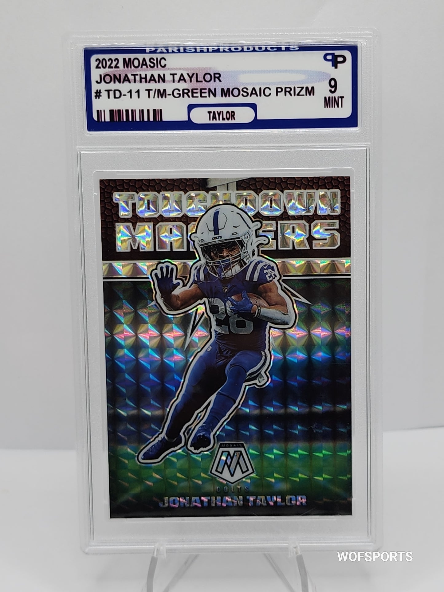 2022 Panini Mosaic Jonathan Taylor Touchdown Masters Green Prizm #TD-11 Colts Parish 9 Mint