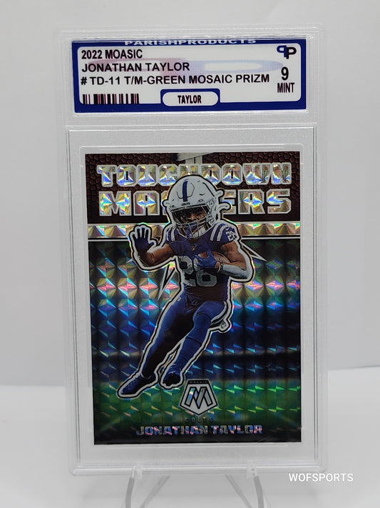 2022 Panini Mosaic Jonathan Taylor Touchdown Masters Green Prizm #TD-11 Colts Parish 9 Mint
