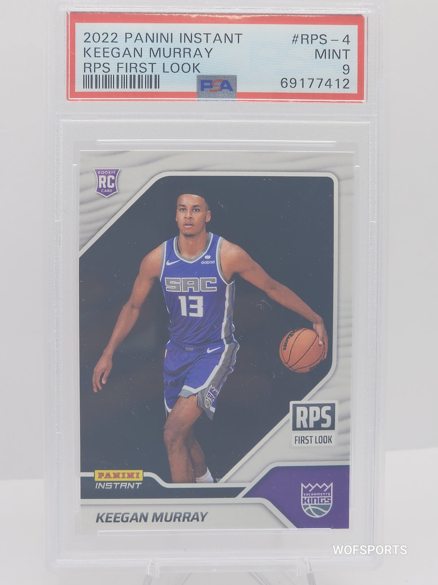 2022-23 Panini Instant Keegan Murray RPS FIRST LOOK 1/1817 SP Kings #RPS-4 RC PSA 9 Mint
