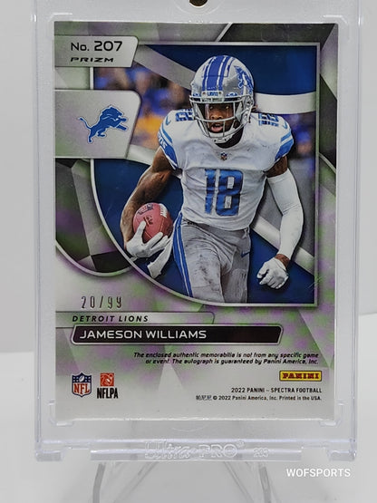 2022 Panini Spectra Jameson Williams RC RPA Patch Auto Lions Celestial #207 20/99
