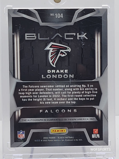 2022 Panini Black Drake London Rookie Auto /25 #104 ATLANTA FALCONS