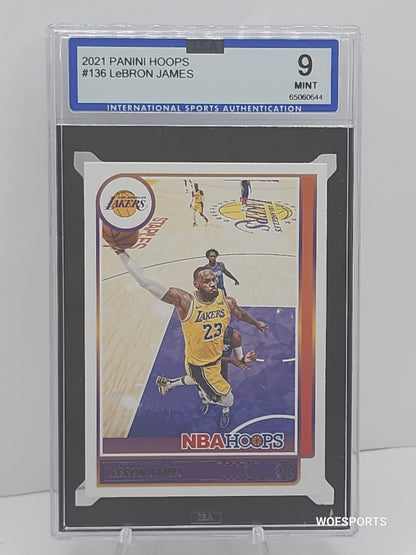 2021 Panini Hoops LeBron James #136 LA Lakers ISA 9 Mint