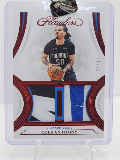 2020-21 Panini Flawless Ruby 08/15 Cole Anthony Patch #DP-CAT