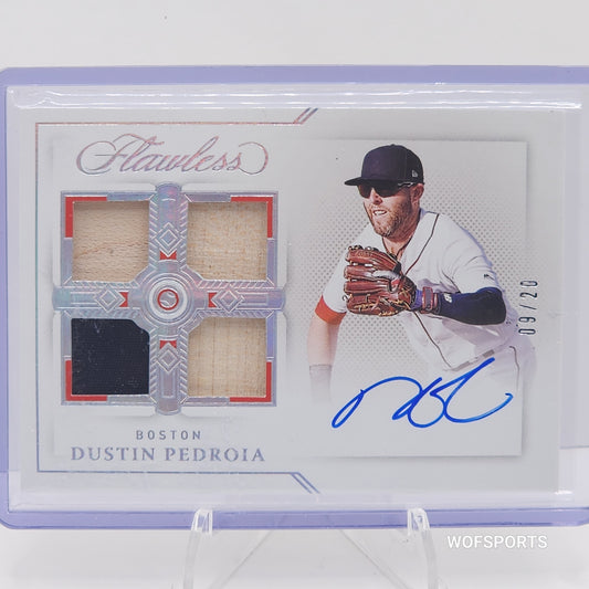 2022 Flawless Dustin Pedroia Game Used Auto 9/20 #QPA-DP Boston Red Sox