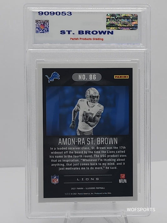Amon-Ra St. Brown 2021 Panini Illusion Rookie RC #86 Lions Parish 10 GEM Mint