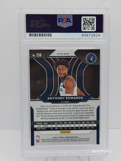 2020-21 Panini Prizm #258 Anthony Edwards RED Wave Autographs Rookie PSA 10 Gem Mint