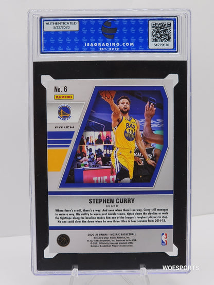 2020-21 Panini Mosaic Stephen Curry Will to Win Green Prizm ISA 9 Mint -Warriors
