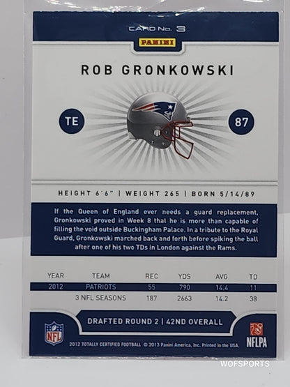 2012 Panini Totally Certified Platinum Red #87 Rob Gronkowski New England Patriots