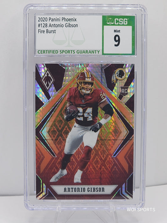 2020 Panini Phoenix Fire Burst Antonio Gibson Rookie RC #128 Washington Commanders CSG 9 Mint