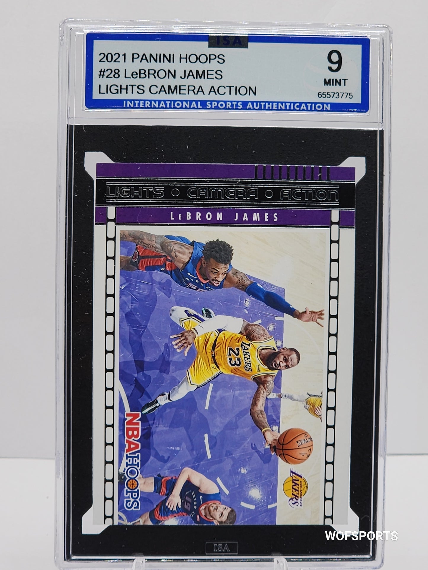 2021 Panini Hoops LeBron James Light Camara Action #28 LA Lakers ISA 9 Mint