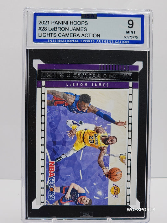 2021 Panini Hoops LeBron James Light Camara Action #28 LA Lakers ISA 9 Mint