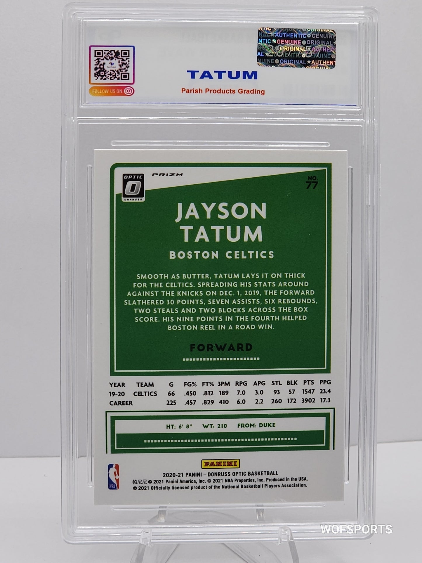 2021-22 Panini Donruss Optic Jayson Tatum Silver Wave #77 Parish 10 Gem Mint