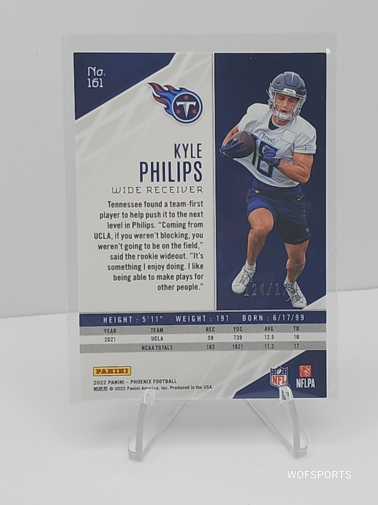 2022 Panini Phoenix Rookie Lava /175 Kyle Philips #161 Tennessee Titans