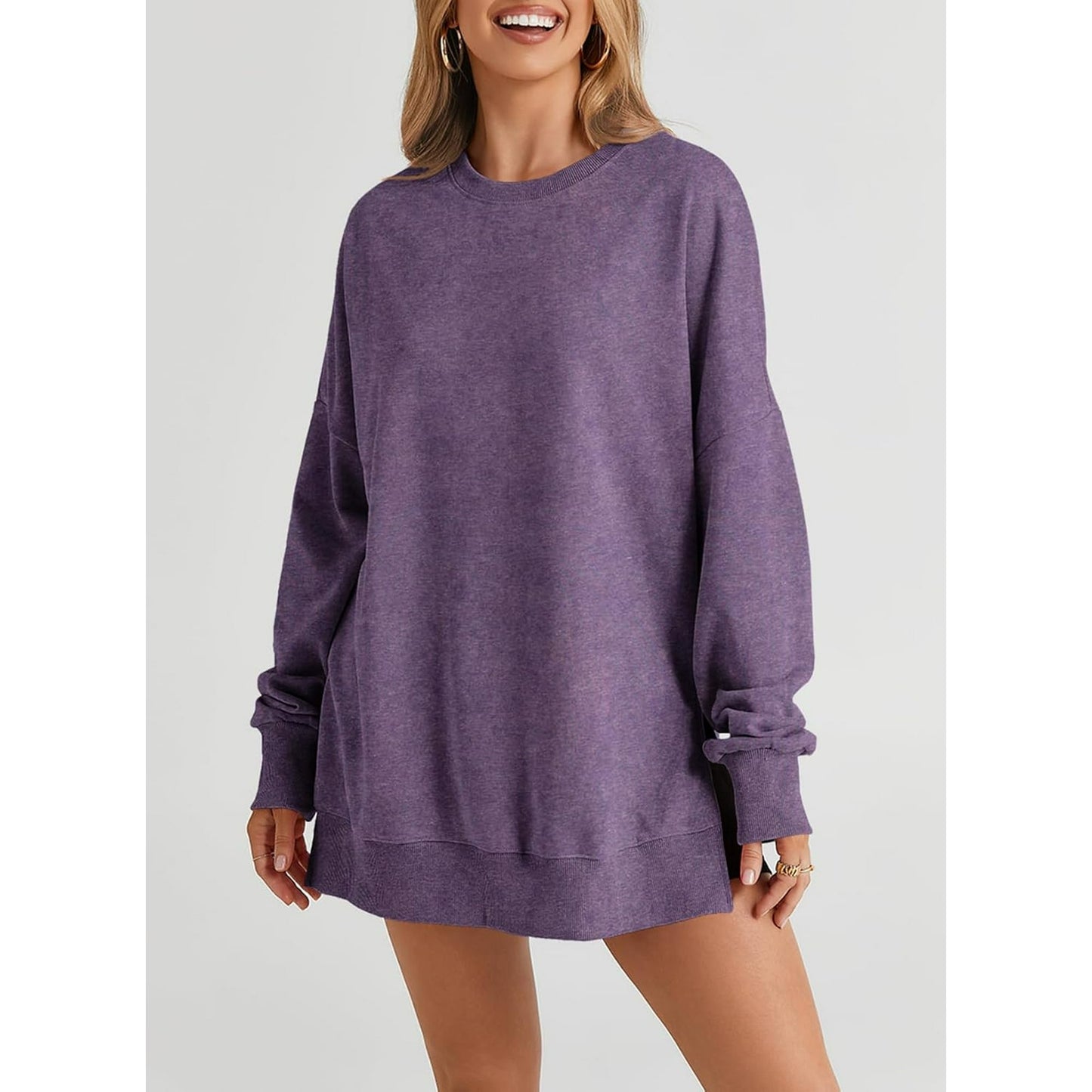 SHEWIN Women's Casual Long Sleeve Crewneck Lightweight Pullover Sweatshirt