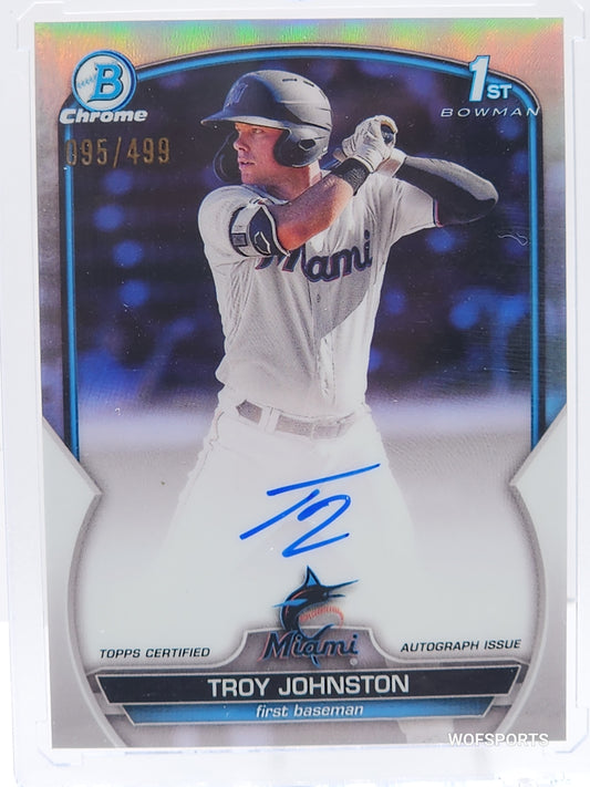 Troy Johnston 2023 Bowman Chrome 1st Auto Refractor /499 #CPA-TJN Marlins