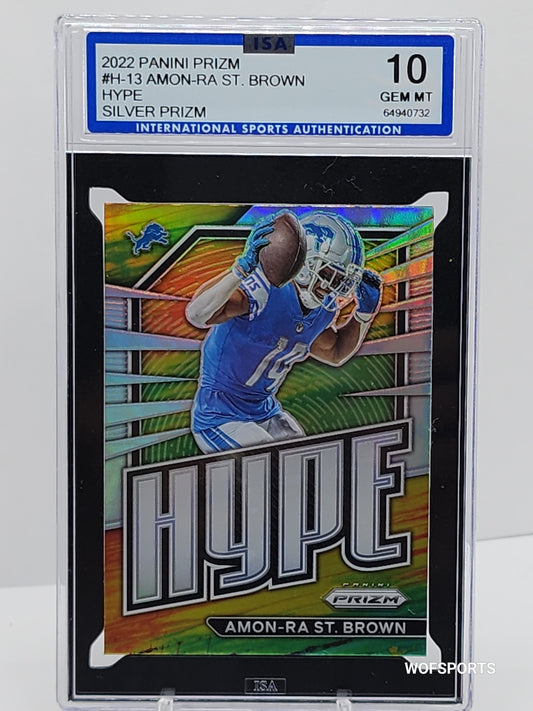 Amon-Ra St. Brown 2022 Panini Prizm Hype Silver Prizm Rated Rookie RC #H-13 Lions ISA 10 GEM Mint
