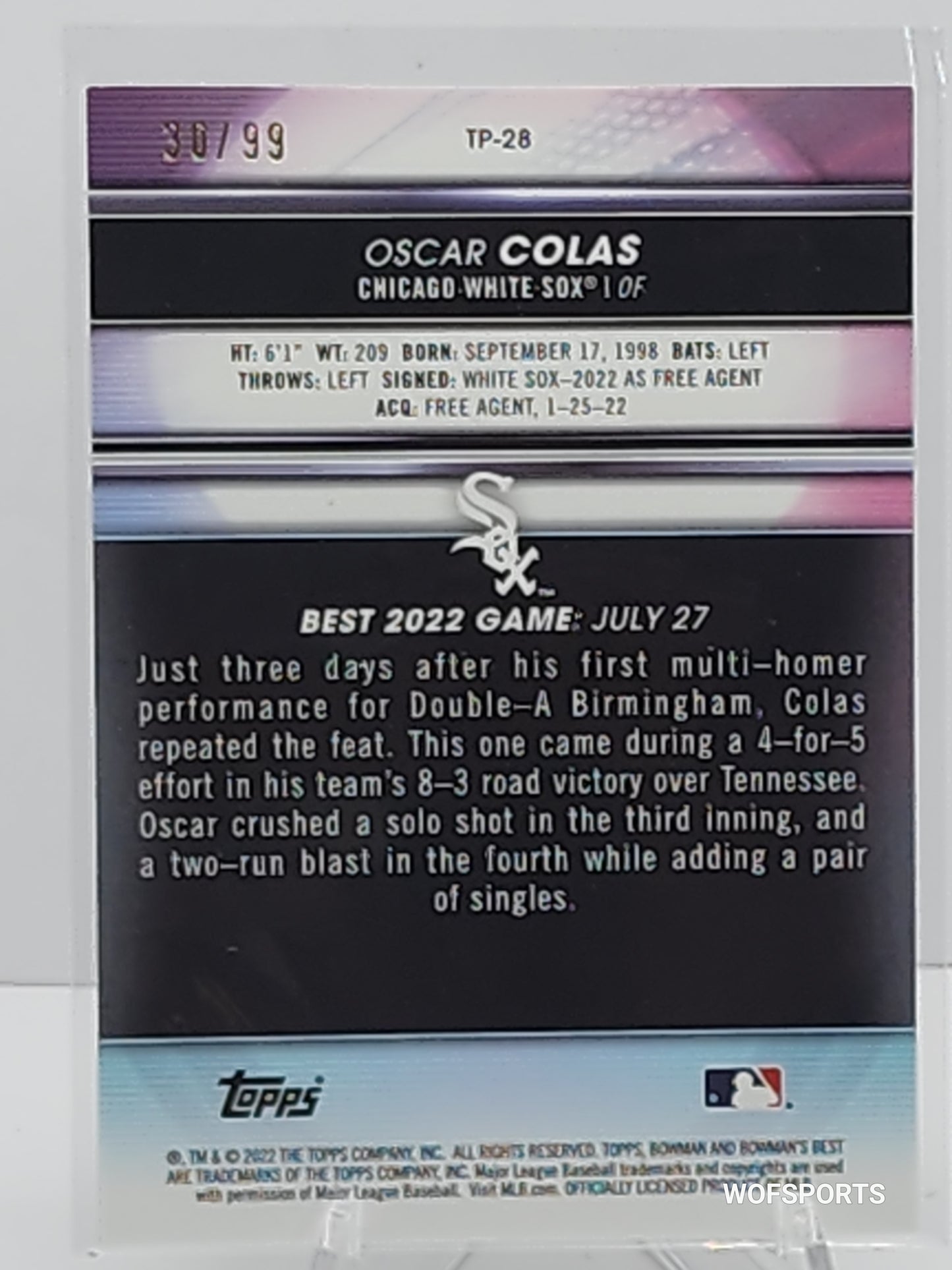 2022 Bowman's Best Green Mini-Diamond Refractors 30/99 TP-28 Oscar Colas