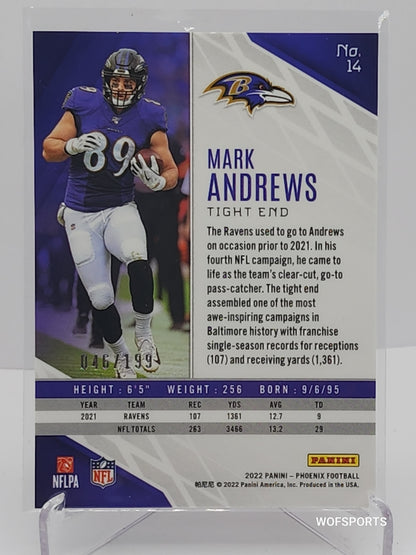 2022 Panini Phoenix Football #14 MARK ANDREWS Pink Lazer Parallel 46/99 Ravens