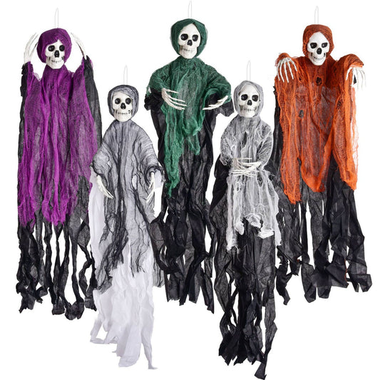 Hanging Grim Reaper Halloween Outdoor Decoration, Set of 5