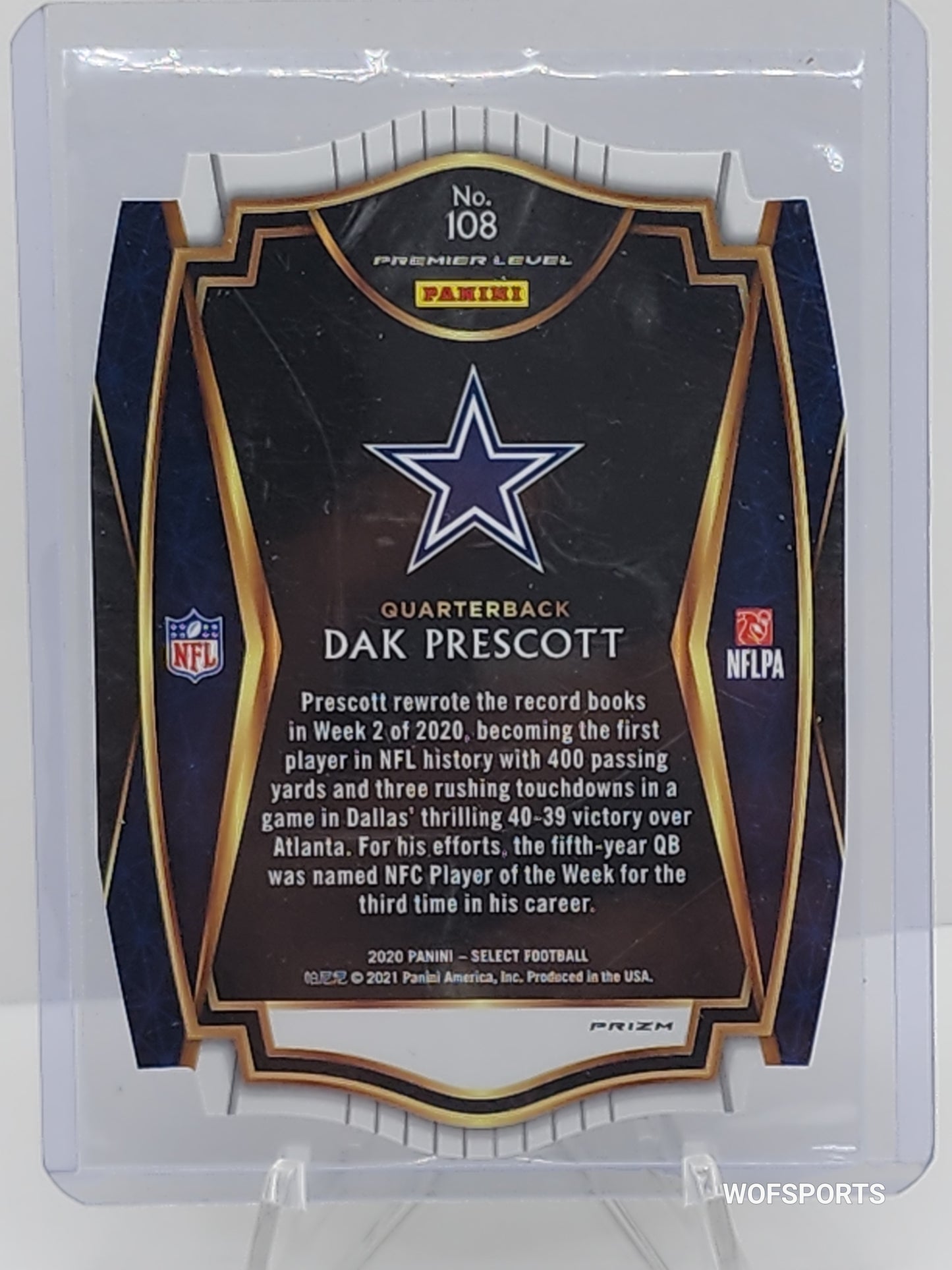 2020 Dak Prescott Select Premier Red Prizm Die Cut Silver #108 Cowboys