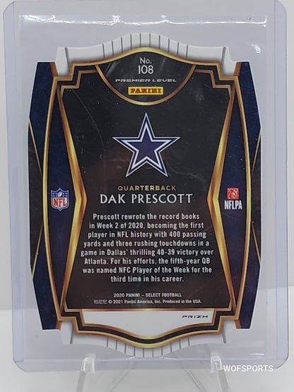 2020 Dak Prescott Select Premier Red Prizm Die Cut Silver #108 Cowboys