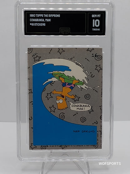 1990 Topps the Simpsons Cowabunga Mani Stickers #18GMA Gem MT 10