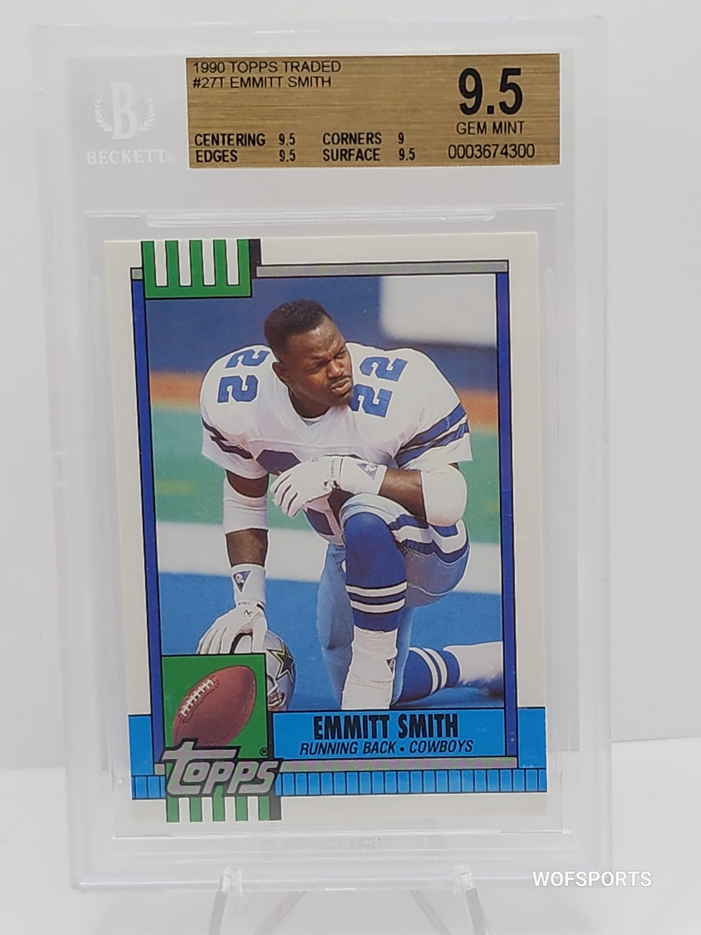 1990 Topps Traded #27T Emmitt Smith Dallas Cowboys BGS 9.5 Gem Mint