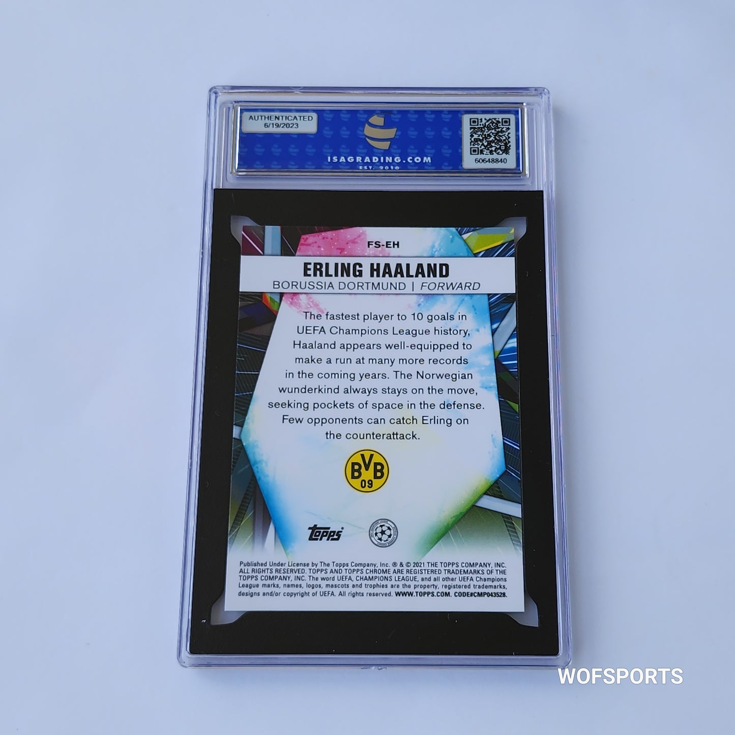 2020 Topps Chrome UEFA CL Future Stars Erling Haaland #FS-EH Borussia Dortmund ISA 10 Gem Mint