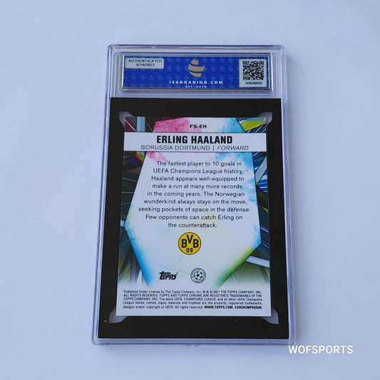 2020 Topps Chrome UEFA CL Future Stars Erling Haaland #FS-EH Borussia Dortmund ISA 10 Gem Mint