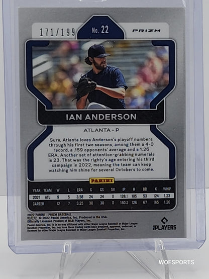2022 Panini Prizm Blue Disco 171/199 Ian Anderson #22 Atlanta Braves