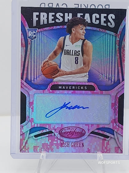 2020-21 Panini Certified Josh Green RC Fresh Faces Pink Camo 10/25 Auto FS-GRE