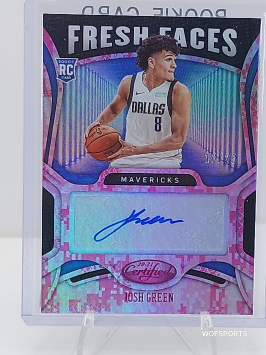 2020-21 Panini Certified Josh Green RC Fresh Faces Pink Camo 10/25 Auto FS-GRE