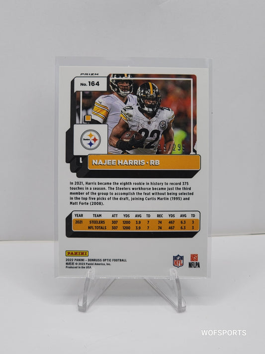 2022 Panini Optic Najee Harris #164 Rated Rookie Blue Holo Prizm /299 Steelers