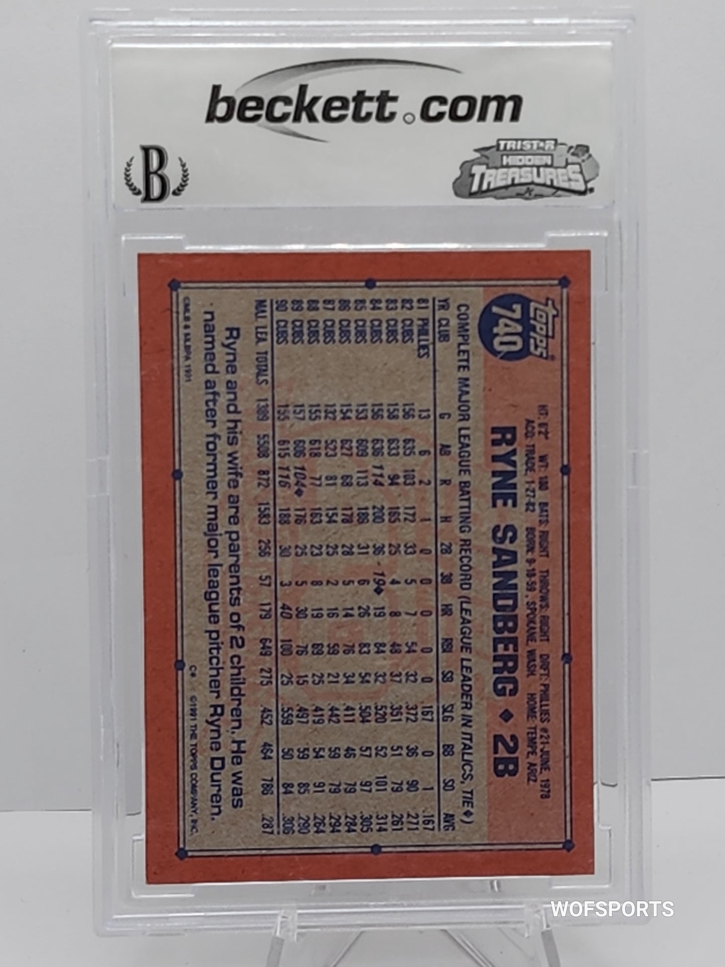 1991 Topps Ryne Sandberg #740 Chicago Cubs BCCG 9 Mint